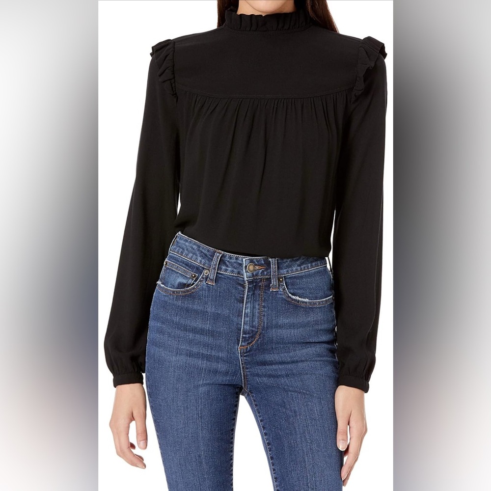 Black Fluid Twill Long Sleeve